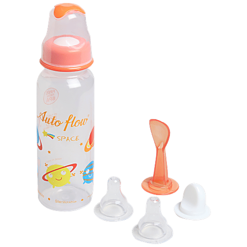 Buy Auto flow Space Feeding Bottle With Liquid Silicone Nipples