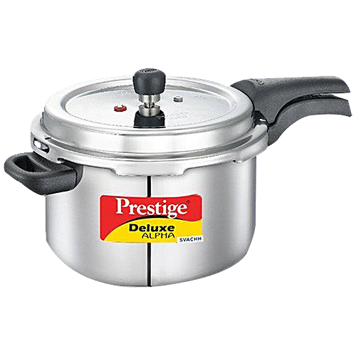 Prestige 6.5 Litres Deluxe Alpha Svachh Induction Base Outer Lid Stainless Steel Pressure Cooker