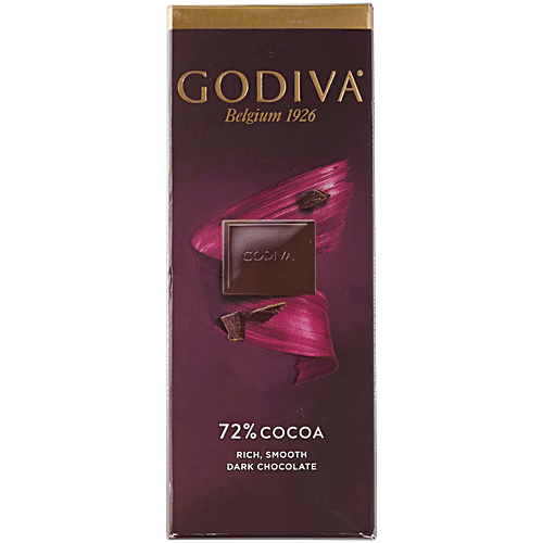 Godiva Dark Chocolate Bar 72% Cacao, Rich Smooth, 90 g