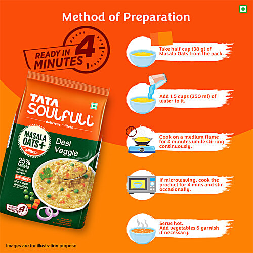 Tata Soulfull Masala Oats + Desi Veggie 500 Gm