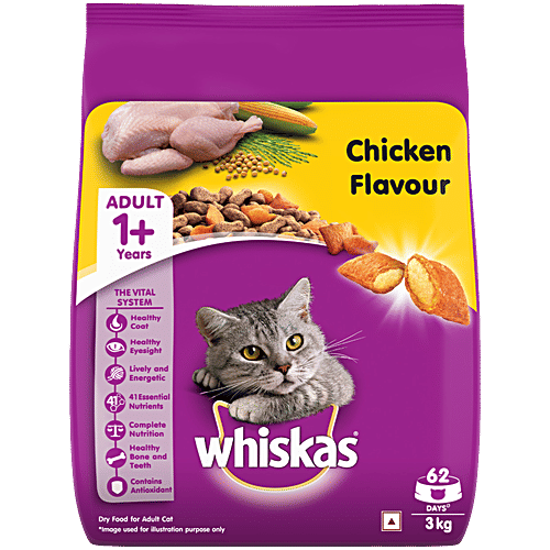 Whiskas Chicken Flavour Adult Dry Cat Food For 1+ Years, kg
