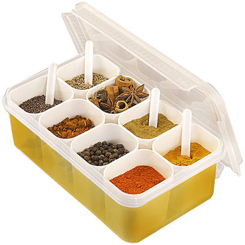 Unica Masala Box Storage Container Transparent Yellow, Airtight, Break  Resistant, pc