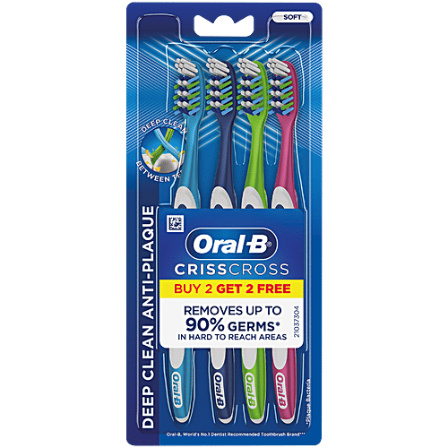 Oral-B CrissCross Anti-Plaque Medium Assorted Toothbrush (4 Count)