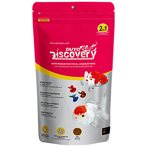 Home 40269874 1 Taiyo Pluss Discovery Super Premium 2 In 1 Formula Pink Fish Food For All Aquarium Fishes Mini Pellets 08 Mm Protected Pre Probiotics