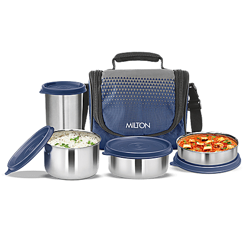 MILTON Tasty 3 Lunch Box In Acciaio Inox | Set Da 200ml, 320ml E 500ml | A Tenuta Stagna E Antiodore | Colore Ciano