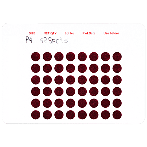 Eyetex Pallavi Kumkum Spot/Bindi In P4, Maroon, Skin Friendly, 48 pcs