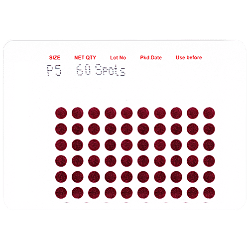 Eyetex Pallavi Kumkum Spot/Bindi In P5, Maroon, Skin Friendly, 60 pcs