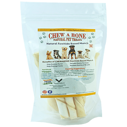 Chew A Bone Natural White Chew Sticks Cleans Teeth Gums, For All Age  Dogs Puppy, 450 g