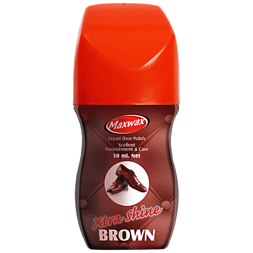Maxwax Xtra Shine Liquid Shoe Polish Brown, 50 ml