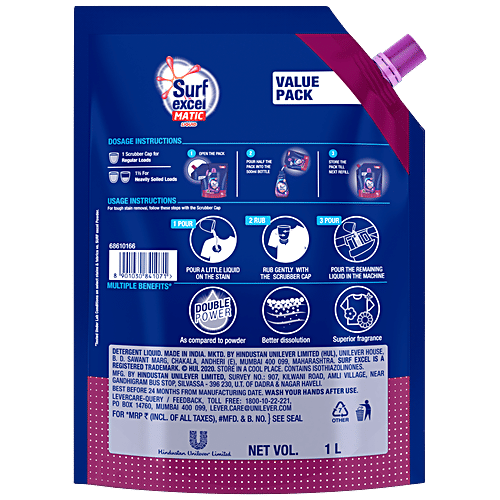 Surf Excel Matic Front Load Liquid Detergent 1 Ltr.