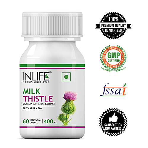 Herbadiet Milk Thistle Extract 400mg – Silymarin 80% Veg Capsules For Liver Health & Detox