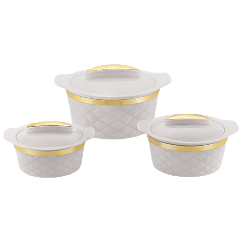Modware Kohenoor Insulated Inner Stainless-Steel Casserole White Gold,  pcs