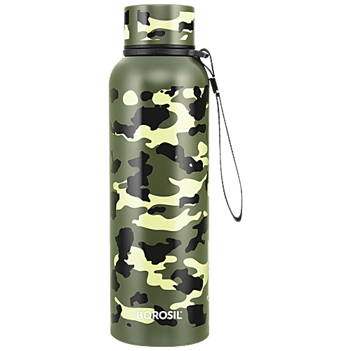 Borosil Flask Stainless Steel, Vacuum Insulated, Military Green, Trek,  700 ml - Main Image