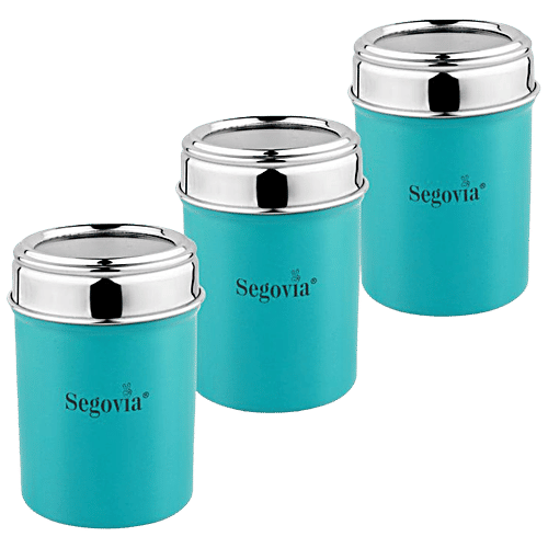 Segovia Stainless Steel Top See Through Spice/Masala Jar Teal, Airtight,  300 ml