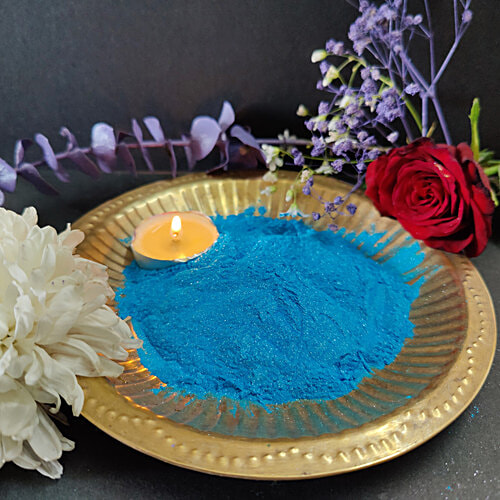 House of Festivals Glitter Organic Herbal Holi Colour/Gulal  Blue,Non-Toxic,For Festive Use, 100 g