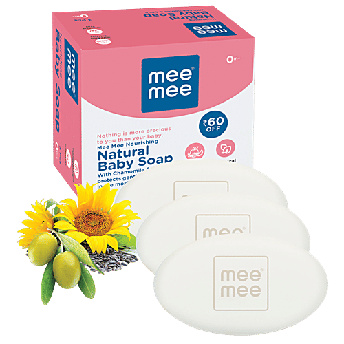 Mee Mee Natural Nourishing Baby Soap With 100% Chamomile Olive,  Dermatologically Tested, 75 g