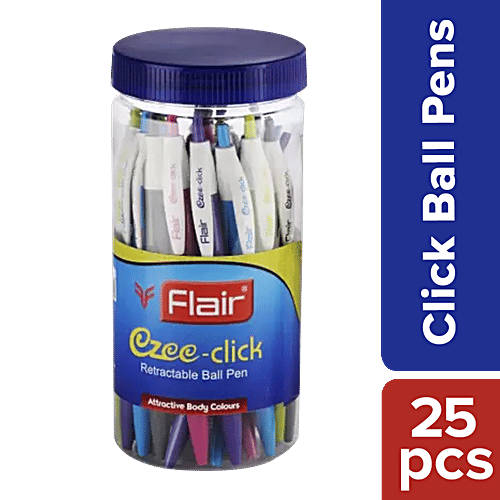 Flair Ezee Click Ball Pens Blue, 25 pcs