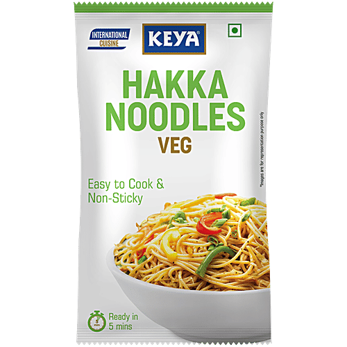 Keya Hakka Noodle Veg - Refined Wheat Flour, Easy To Cook & Non Sticky, 100% Veg, 150 g Pouch