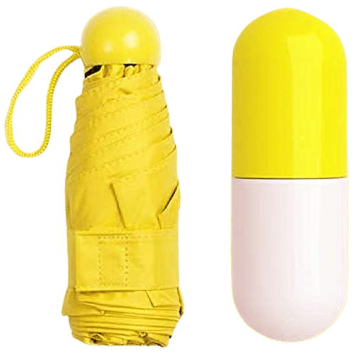 JBG Home Store Foldable Mini Cute Small Design Umbrella With Capsule  Case, Yellow, pc