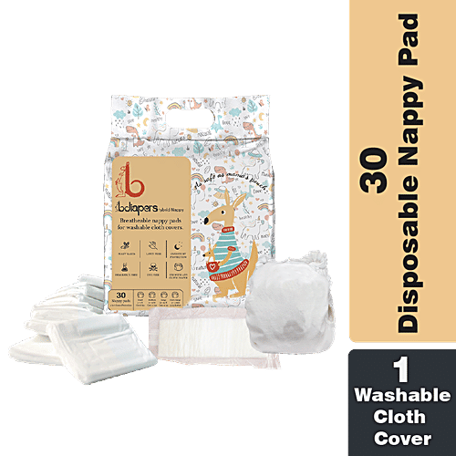 Bdiapers Disposable Baby Nappy Pads For Washable Cloth Diapers, Medium,  6-12 Months, 30 pcs