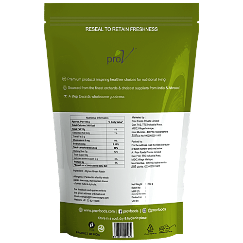 Prov Premium Seedless Green Raisins 250 Gm