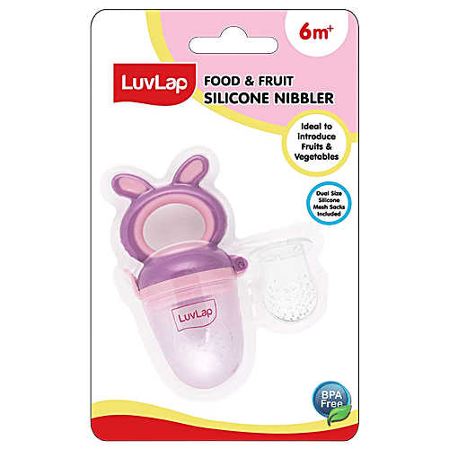 Buy LuvLap Bunny Food & Fruit Silicone Nibbler - Voilet & Pink, 6+M ...