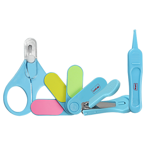 Buy LuvLap Baby Grooming Scissors Nail Clipper Kit Blue, 0M+