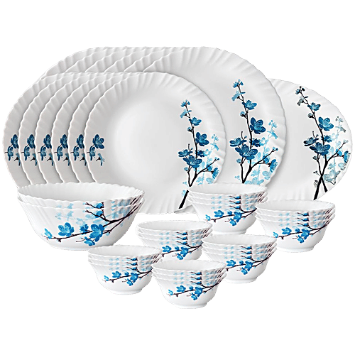 Buy Larah by Borosil Mimosa Fluted Series Opalware Dinner Set