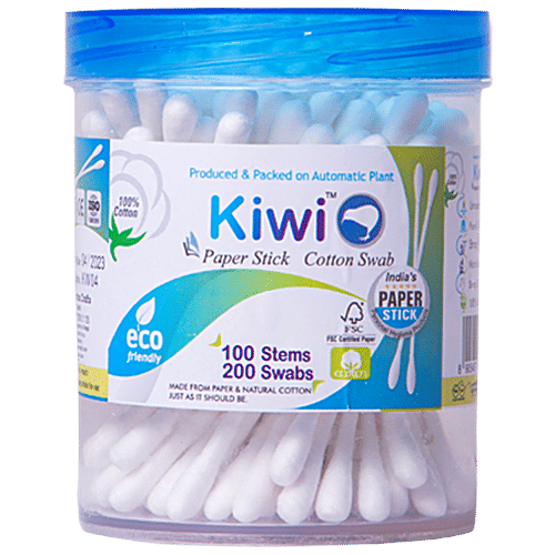 Kiwi Paper Stick Cotton Swab, 100 pcs Jar