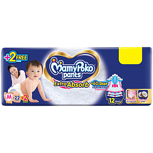Mamy Poko Pants Extra Absorb Diaper Pants M, To 12 kg, 24 pcs