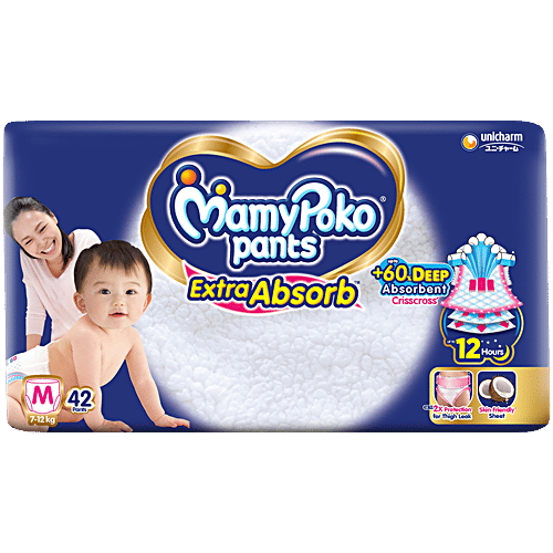Mamy Poko Pants Extra Absorb Diaper Pants M, To 12 kg, 42 pcs