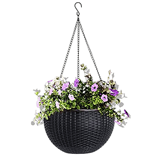 Buy Go Green Hanging Chain Round Pot No 70 - Small, Chocolate Brown, 17 ...