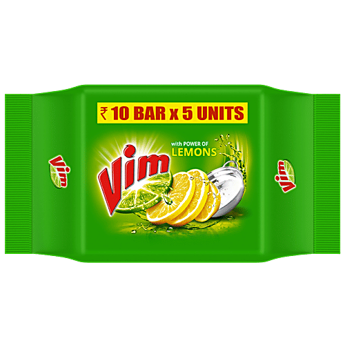 Vim Dishwash Bar With Power Of Lemons - Multipack, 110 g (Pack of 5)