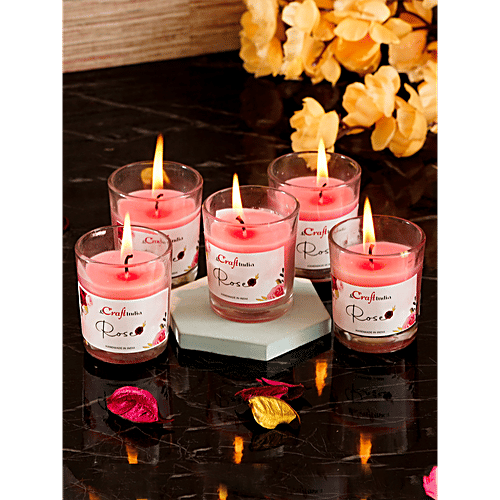 Buy eCraftIndia Rose Scented Glass Candle Online at Best Price of Rs ...