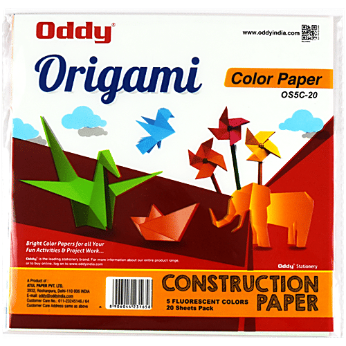 Buy Oddy Origami Fluorescent Colours Construction Paper Online