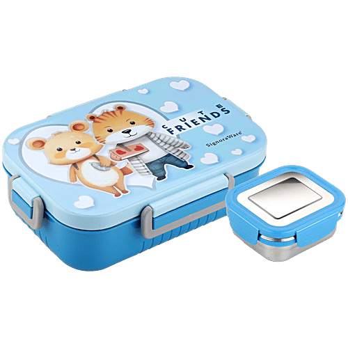 Signoraware Chipmunk Stainless Steel Lunch Box Airtight Leakproof, Sky  Blue, pcs