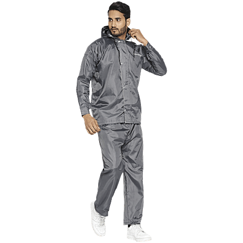 Buy Zeel Rain Jacket Suit with Pant Hood, Water Proof, Eco Grey