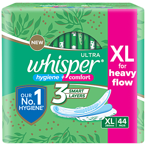 Whisper Ultra Hygiene + Comfort Sanitary Pads - XL, 44 pcs
