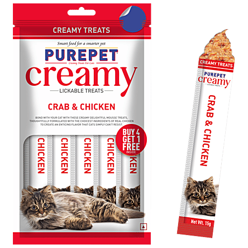 Purepet Crab Chicken Creamy Cat Lickable Treats, 75 g