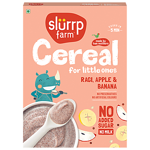 Slurrp Farm Ragi Apple Cereal With No Added Sugar, Real Apple Banana,  Instant Baby Food, Baby Cereal With No Milk, 200 g