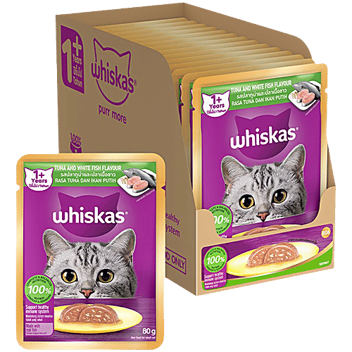 Whiskas Tuna White Fish Flavour Wet Cat Food Adult 1+ Years, kg