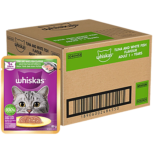 Buy Whiskas Tuna White Fish Flavour Wet Cat Food Adult 1+