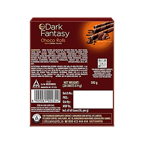 Sunfeast Dark Fantasy Choco Rolls,180G ( buy 1 get 1 )