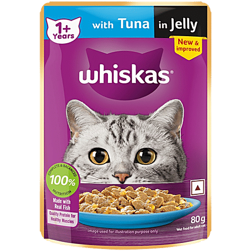 Whiskas Wet Cat Food With Tuna In Jelly Adult 1+ Years, 80 g