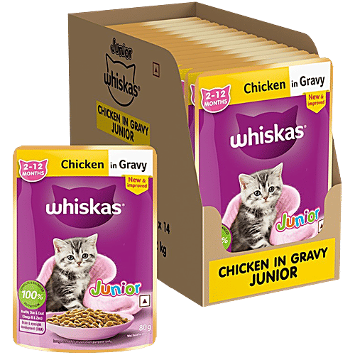Buy Whiskas Junior Kitten Wet Food With Chicken In Gravy to 12