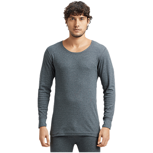 Jockey Men 2401 Super Combed Cotton Rich Full Sleeve Thermal Undershirt  With StayWarm Technology Charcoal Melange, pc