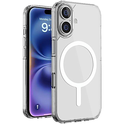 Gripp Duce Tempered Glass Polycarbonate, Silicone Back Cover Combo for  Apple iPhone 16 Plus (MagSafe Charging Support, Transparent), Unit