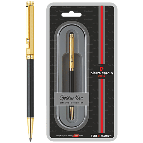 Pierre Cardin Paris Golden Era Satin Gold Black Ball Pen, pc