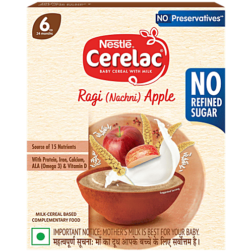 Nestle Cerelac Ragi/Nachni Apple Baby Cereal With Milk to 24 Months,  300 g