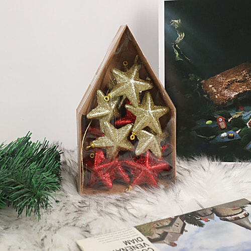 Buy DP Christmas Tree Small Hanging Stars - Golden & Red Online at